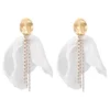 European American style translucent gauze flower petal tassel earrings female lace earrings