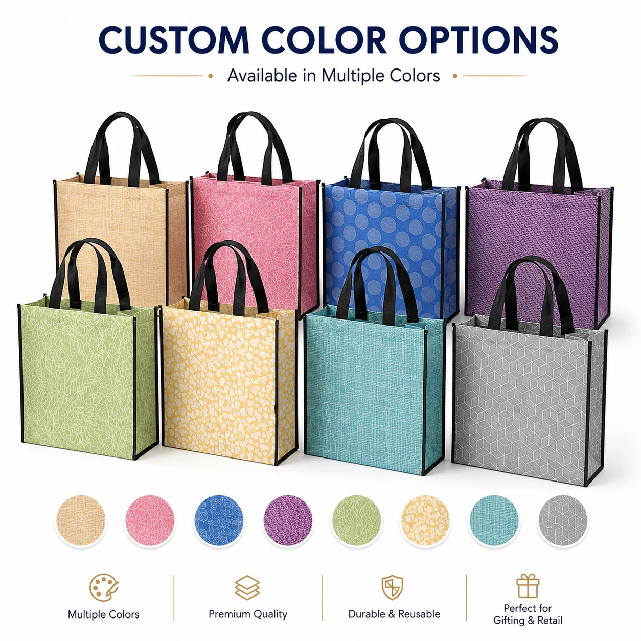 Premium 130g Laser Non-woven Tote, Custom Eco-friendly Shopping Bags with Logo for Promotion OEM