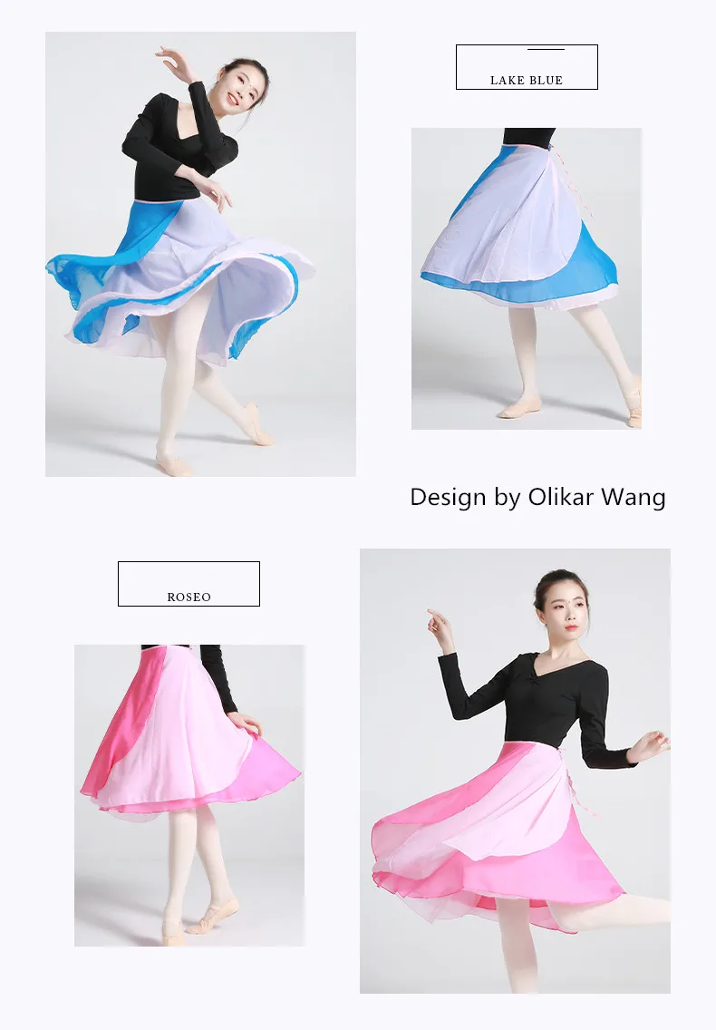 Ballet Dance Skirt Double Layer Ballet Long Chiffon Tulle Skirt Classical Dance Ballet Wrap 