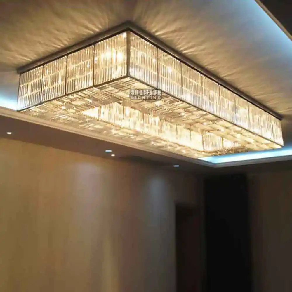 modern luxury Hanging Lighting Fixture of Ceiling ,Rectangular K9 Crystal Chandelier