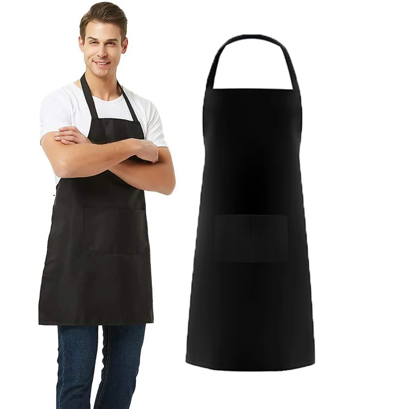 
Factory White Apron Customized logo Adult Apron Black Kitchen Chef bbq Apron 