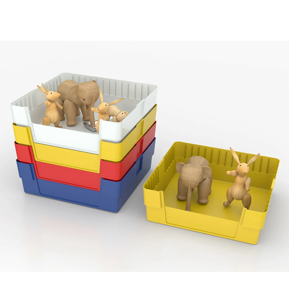 Toy shop nestable stackable plastic customized color storage bin
