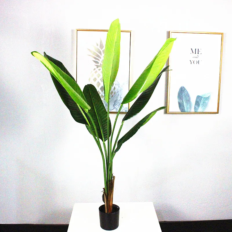 
High-end product quality goods new technology artificial traveler banana tree potted bonsai plant real touch highlight leaf 