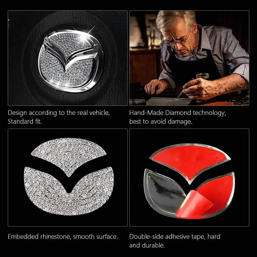 For Mazda Steering Wheel Emblem Cover Logo Sticker Car Accessories For Mazda 3 5 6 8 Cx3 Cx4 Cx5