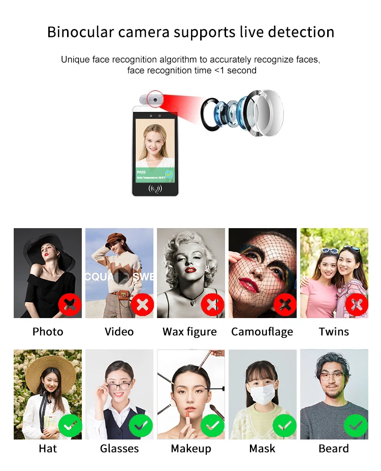 Thermal Camera for Body Temperature Measurement Intelligent Machine Infrared Remote Access Control Face Recognition