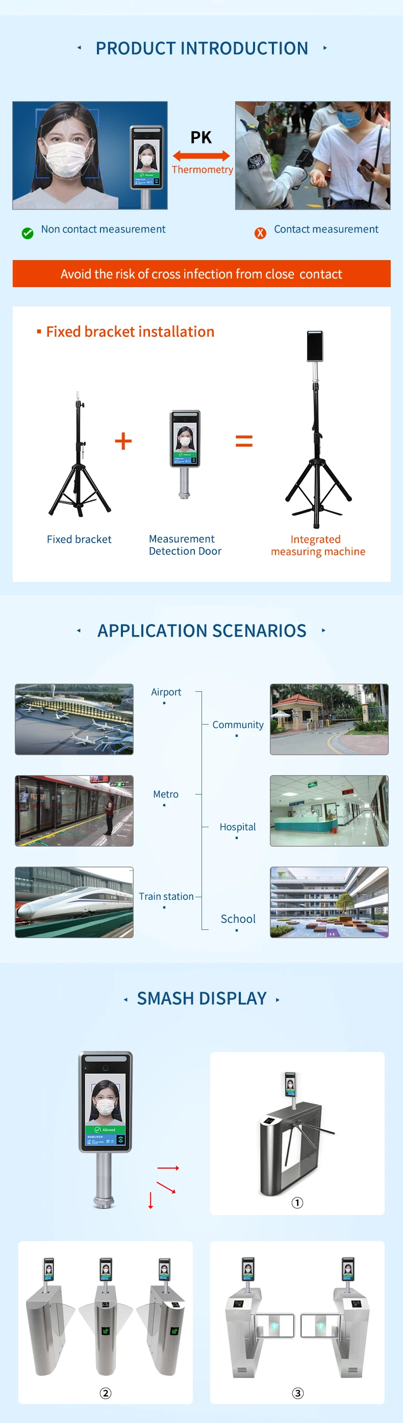 Door Security Face Recognition Access Control Detection Body Measurement Camera