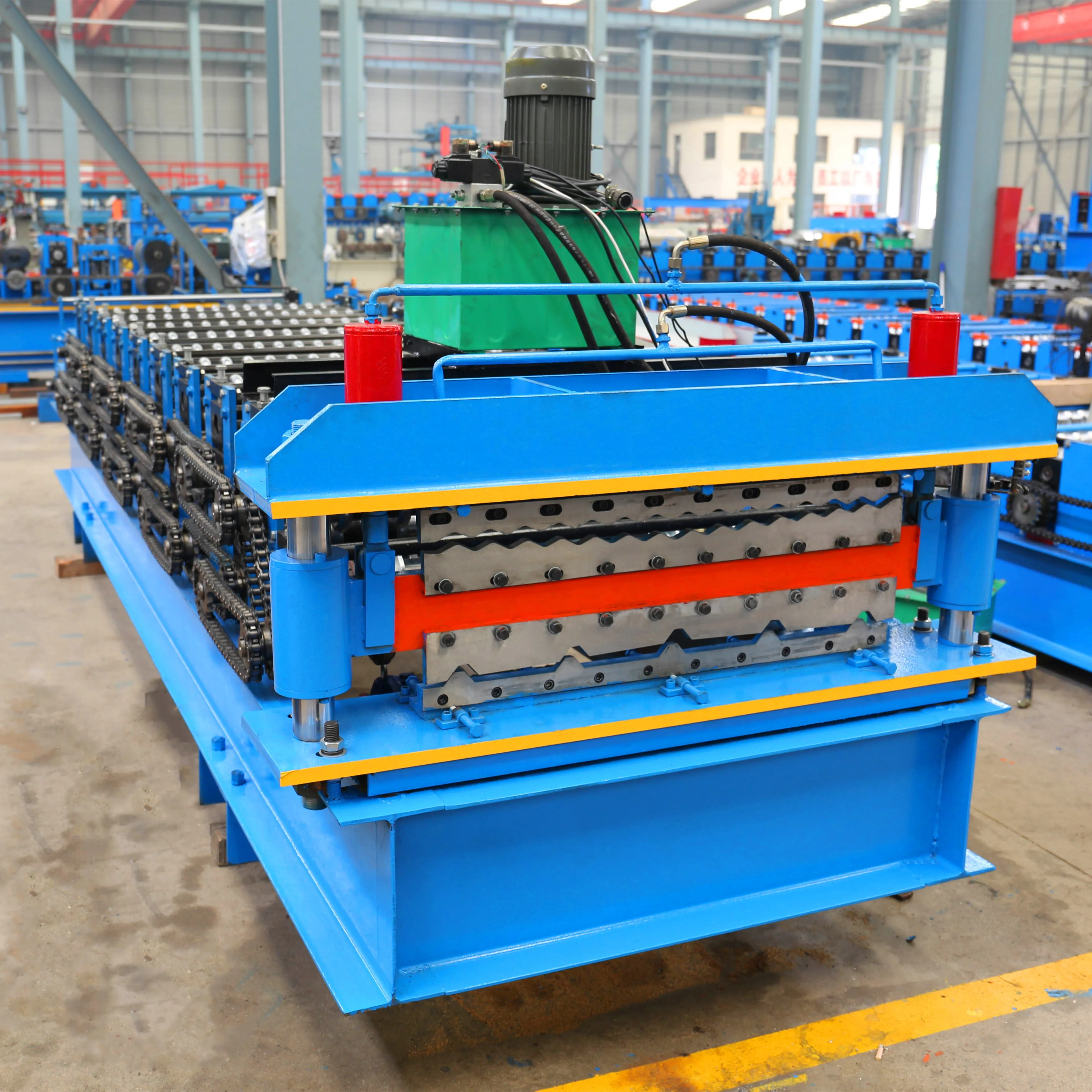 泊头jcx 840-850 双层金属屋顶板梯形型材滚压成型机sal