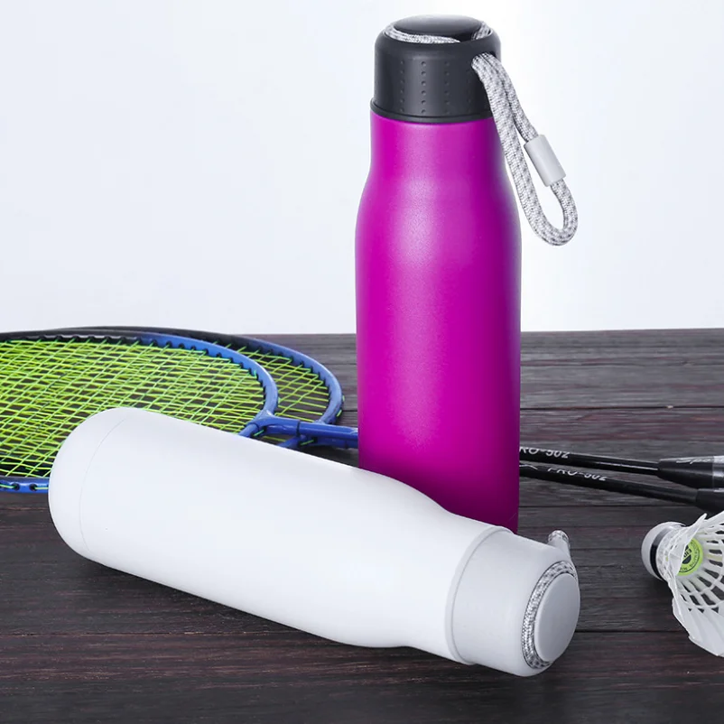 Leak-Proof & Spill Proof 18oz Double-Walled Vacuum Insulated Sports Flask Stainless Steel Water Bottle with Large Mouth Opening