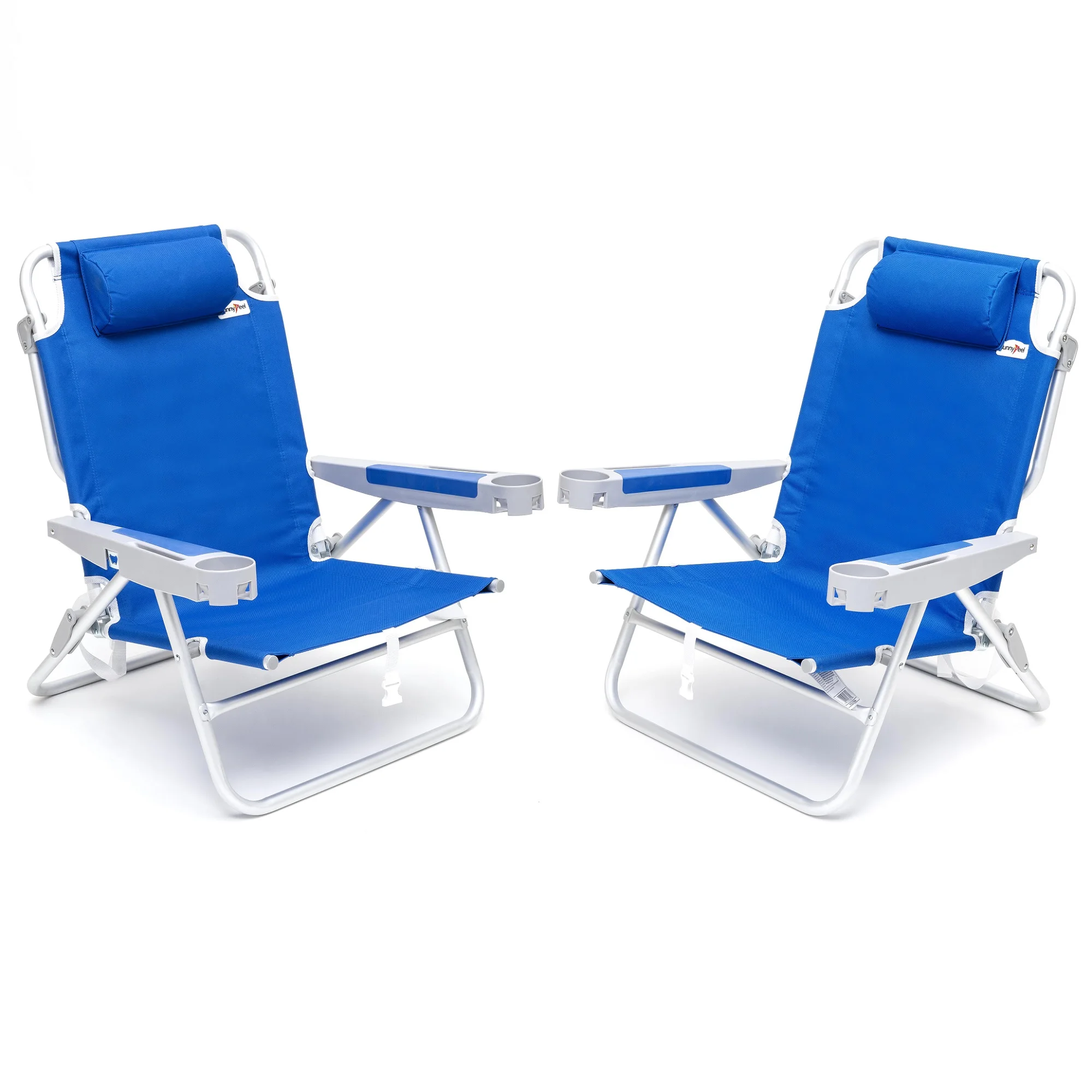 Sunnyfeel Lay Flat Beach Chair & Backpack Beach Chair With Headrest For