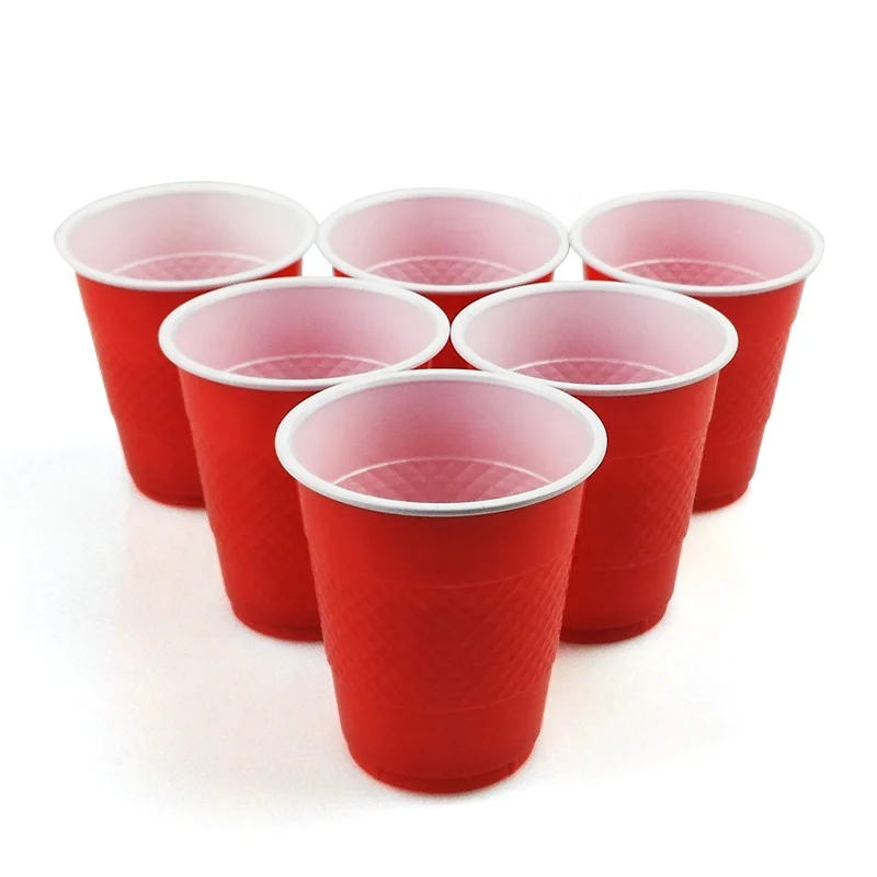 
Custom Color Disposable PS Drinking Cup Red Plastic Party Cups 