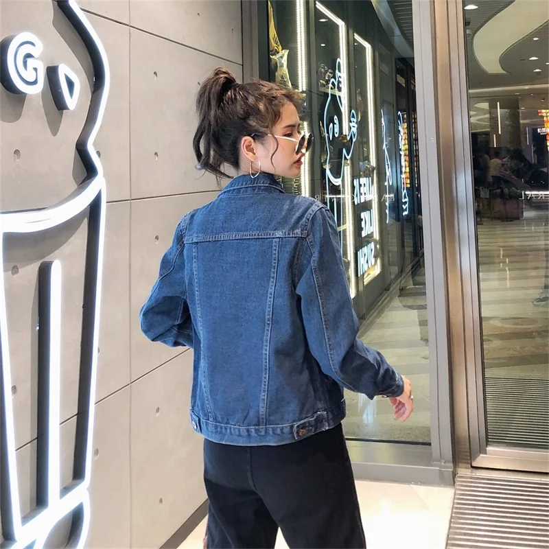 Guangzhou Oem Custom Denim Wholesale Jacket Woman Lady Baggy Jean Coat