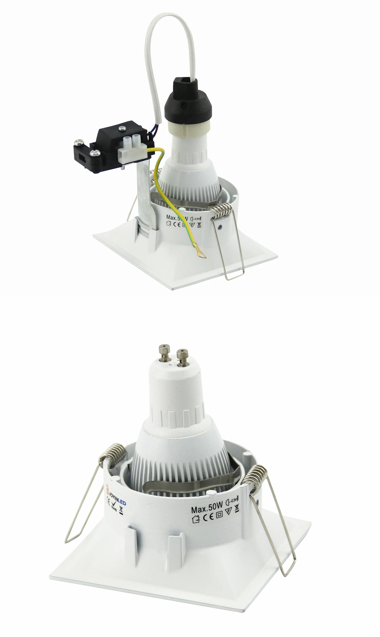 Square Mr16 Led Spotlight Frame White GU10 Fixture Frame For Led Ceiling Downlight