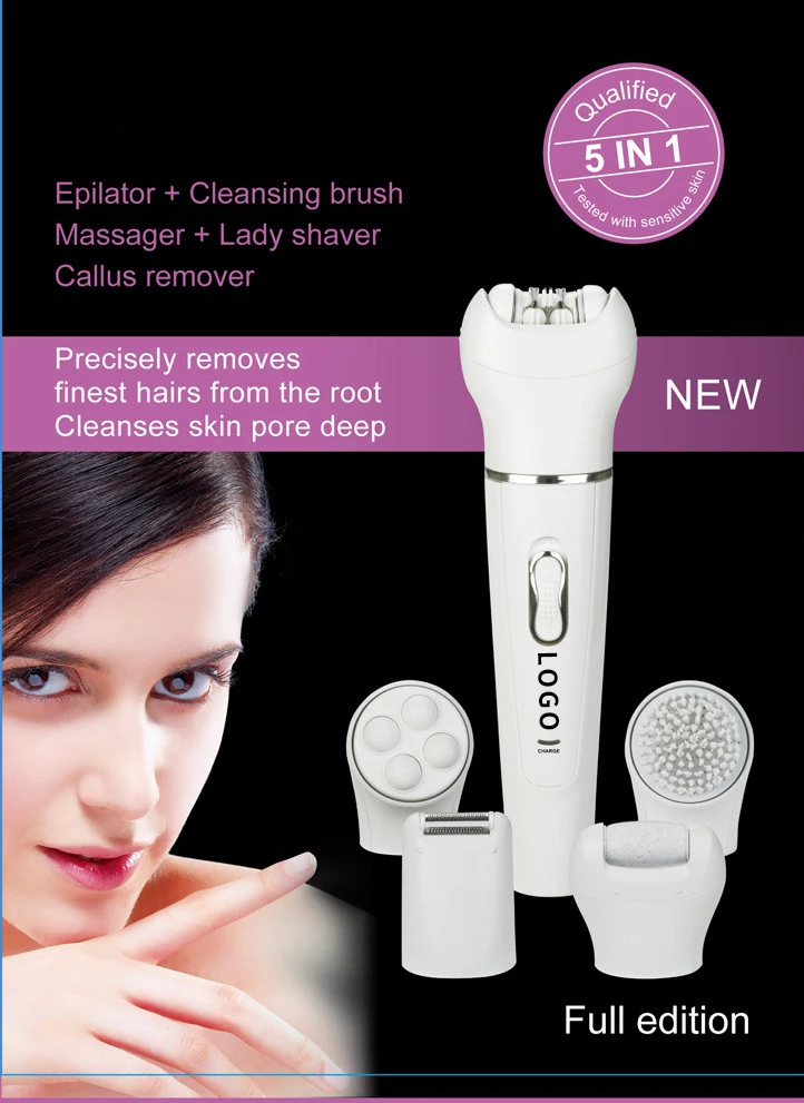 5 In1 Rechargeable Face Brush Electric Cleanser Epilator Facial Cleansing Device Women Electric