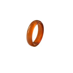 Fashion Smooth Round Donut Rings Gemstone Rings Natural Carnelian Crystal Rings for Women