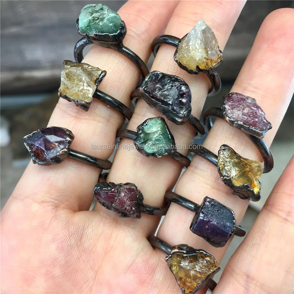 Bd-a1412 Hopt Selling Natural Raw Crystal Gemstone Ring,Mini ...