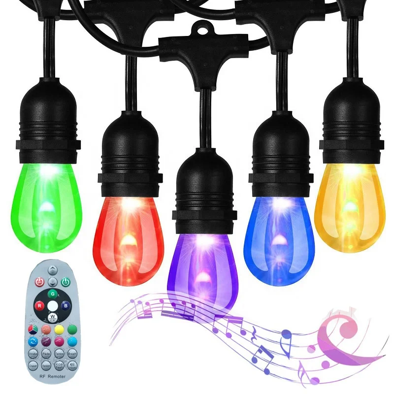 S14 E26 String Lights  with Remote Control String Lights Sound Activated Multi Color Changing Lights  for outdoor  Christmas