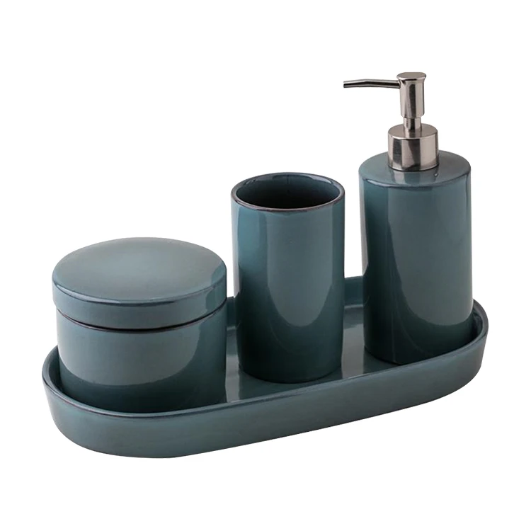 Bx Glazing Blue Ceramic Bathroom Accessories Bath Tray For Home Hotel