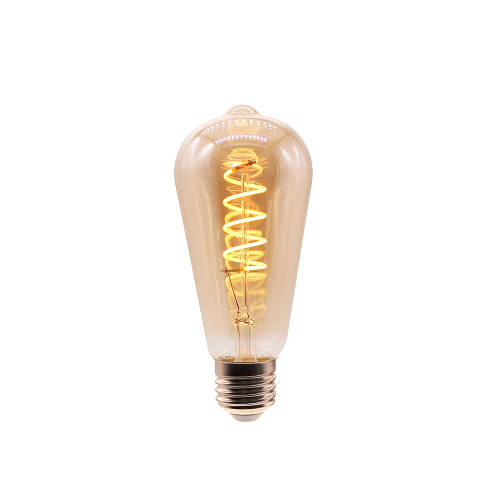 Vintage LED Edison Model Dimmable Filament ST64 led filament bulb E27 6W Amber Glass