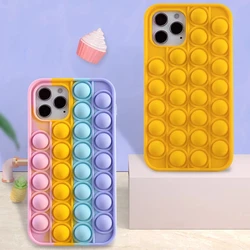 Wholesale Amazon Hot Suitable For phone7-12 Pro Creative Silicone Soft Rainbow Fidget Toy Bubble Pop Its Phone Case