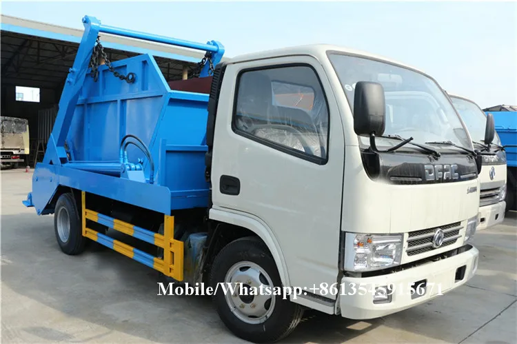 Small swing arm roll container refuse garbage truck 3-4cbm skip loader garbage truck