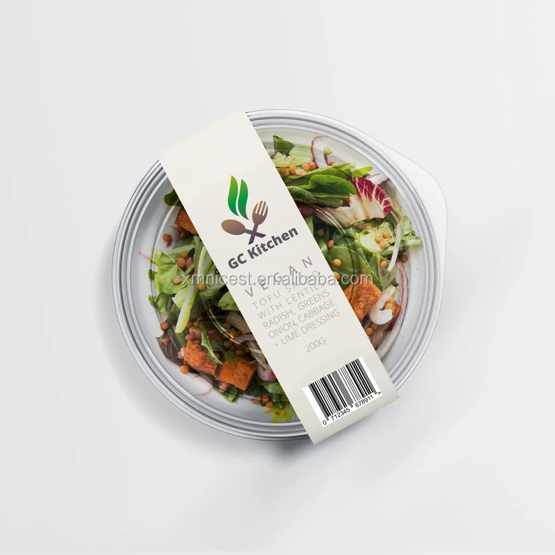 Custom Printed Recycled Paper Cardboard Wrap Around Label Ready To Eat