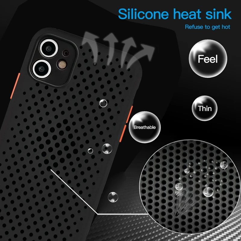 Summer Cooling Breathable Hole Heat Dissipation Soft Silicone Phone