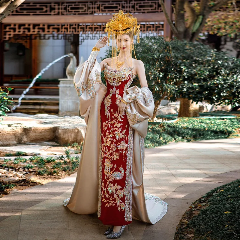 chinese engagement dress Chinese Inspired Wedding Dress Women Engagement Dress