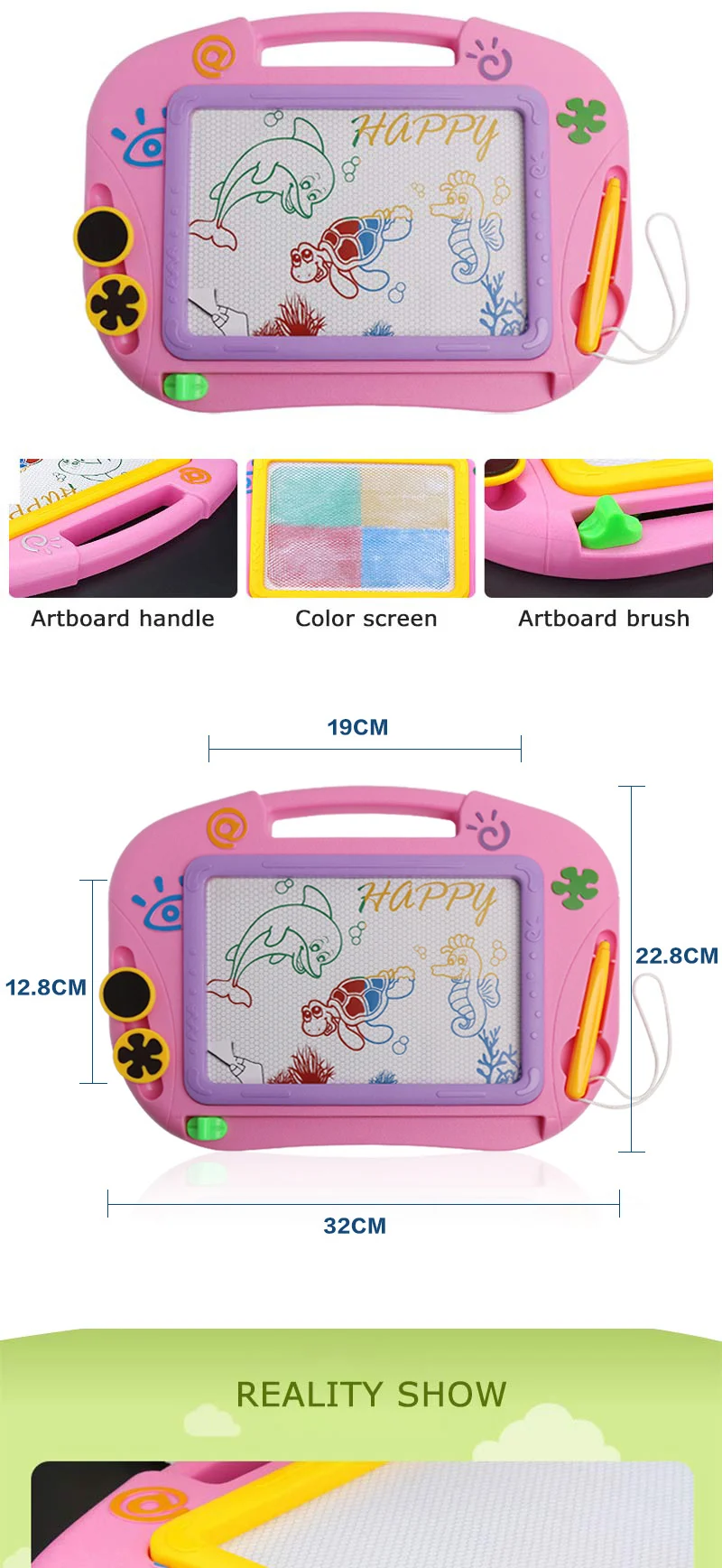 Childrens Drawing Toys Blue Sketchpad, Puzzle Color Graffiti Board Oversized Writing Board Xionghaizi Magnetic Drawing Board Pink Color : Purple 