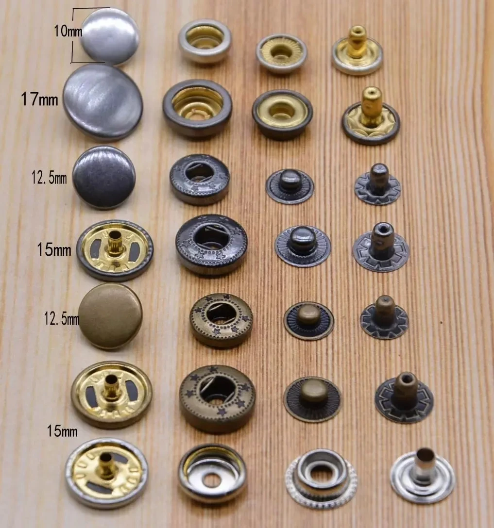 Wholesale Custom Different Sizes Round Brass Silver Metal Snap Buttons