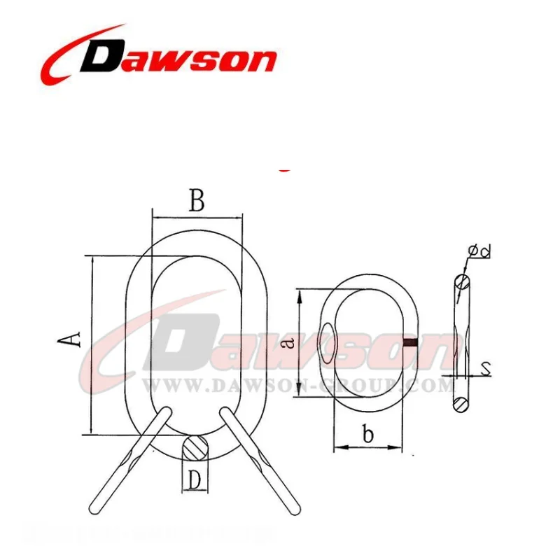Ds096 G80 Welded Master Link Assembly With Flat For Steel Wire Rope