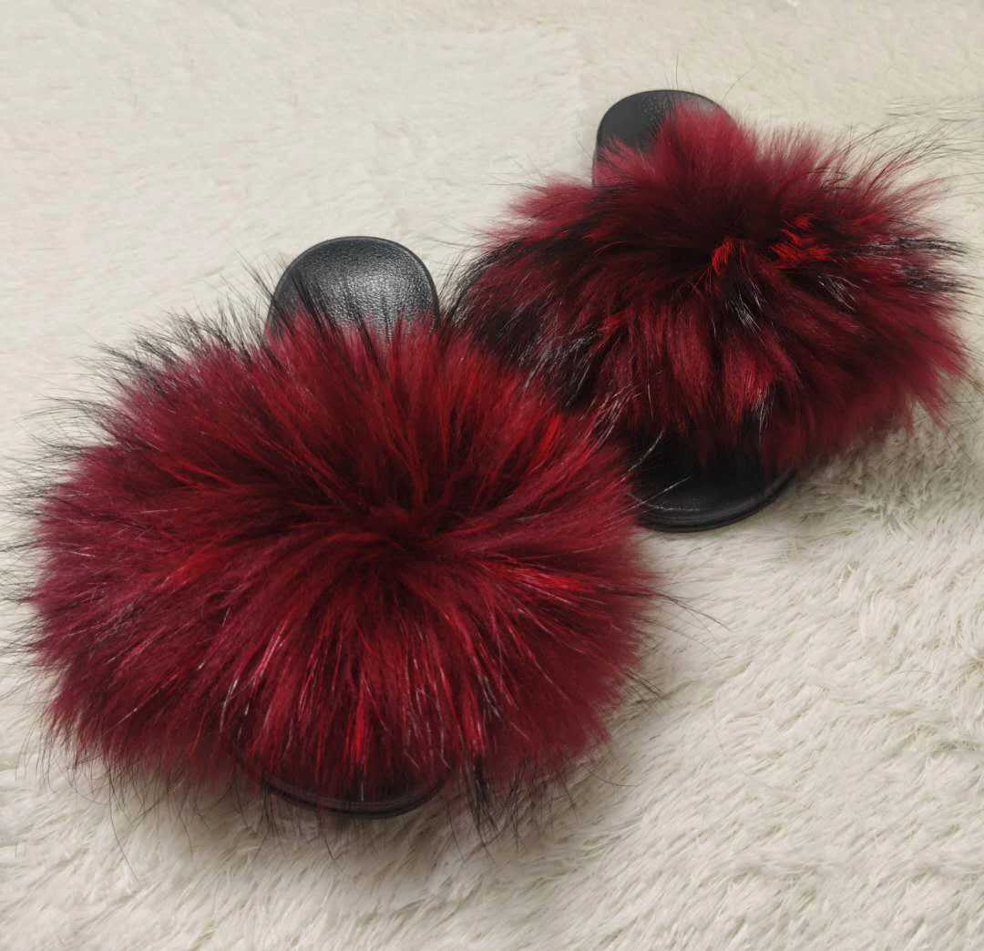 real racoon fur slides