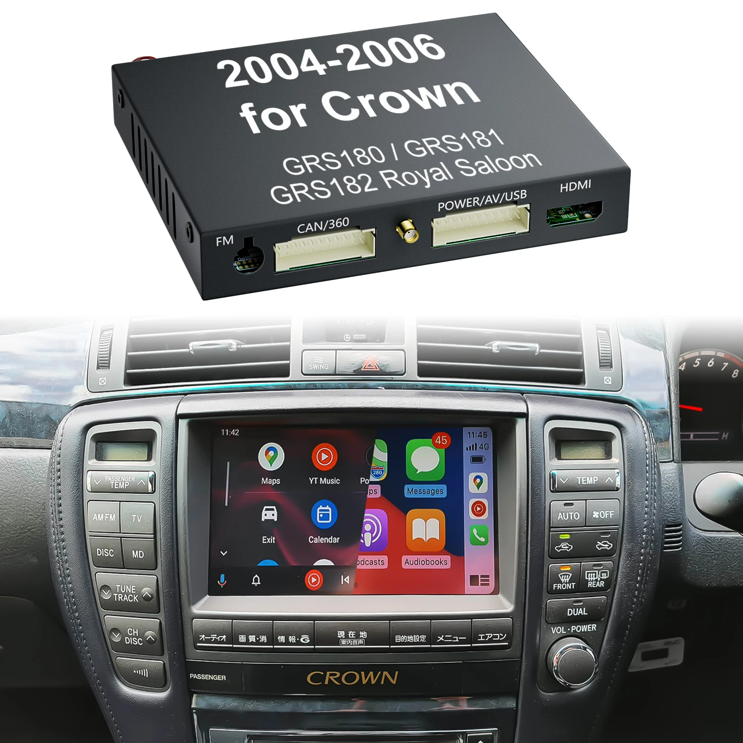 Crown GRS180 GRS181 GRS182 Wireless Carplay & Android Auto