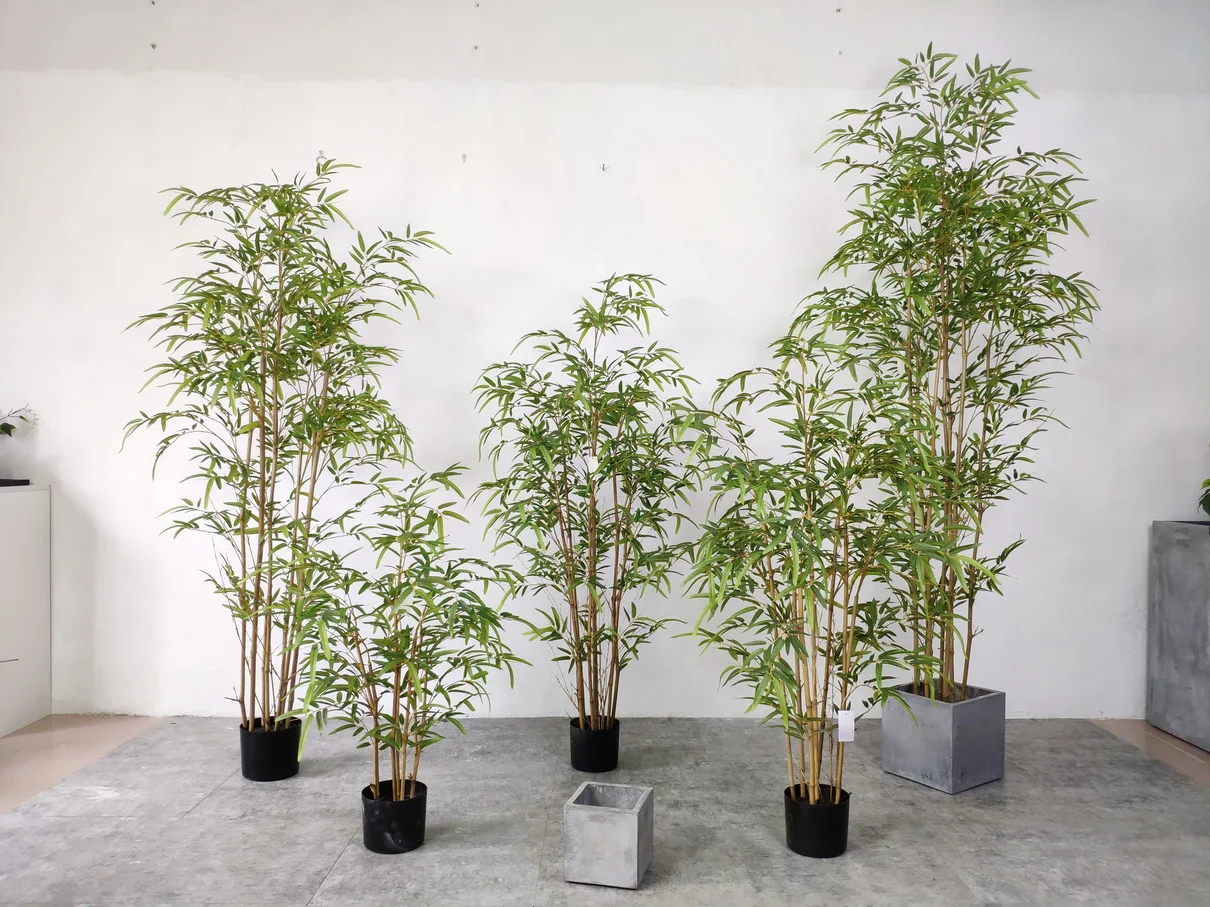 Outdoor Indoor Room Decorative Artificial Lucky Fabric Bamboo Leaves