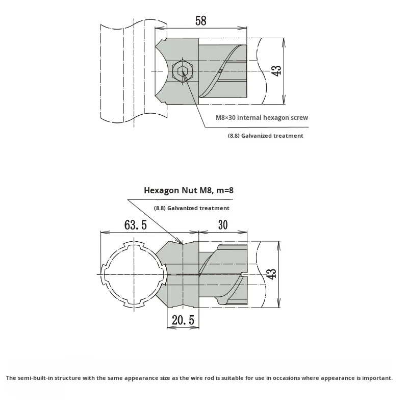 product 43mm series inner direct head third generation lean pipe aluminum alloy precision pipe connector profile round pipe worktable-13