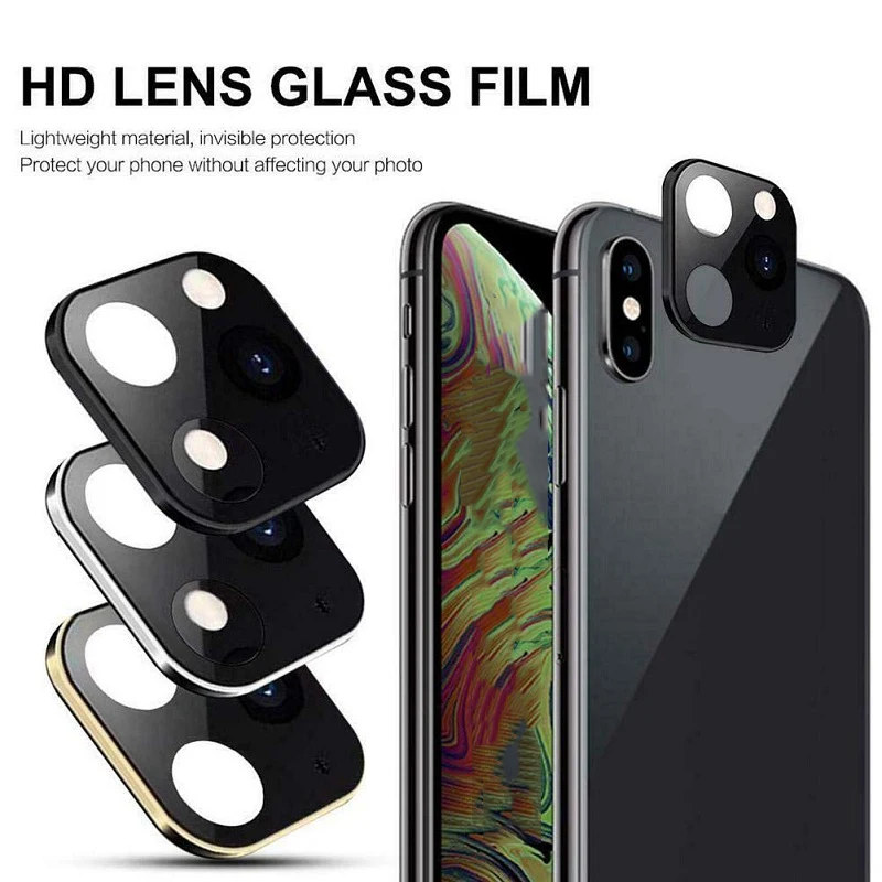 Luxury Metal Back Camera Lens Film Tempered Glass Titanium Alloy Case for iPhone X XS MAX,Lens Seconds Change to iPhone 11 Pro