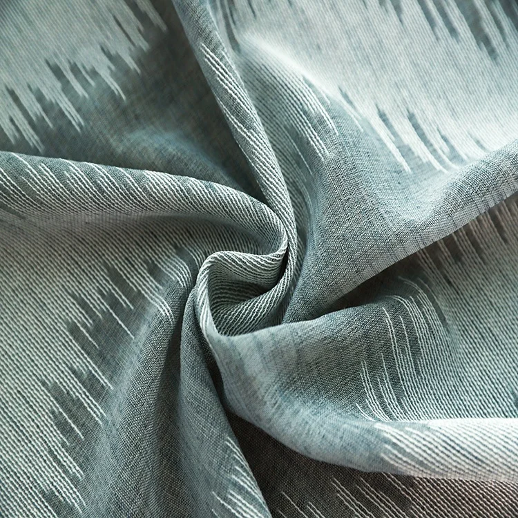 Easy Installation 100% Polyester Trough Haze Blue Gauze Curtains