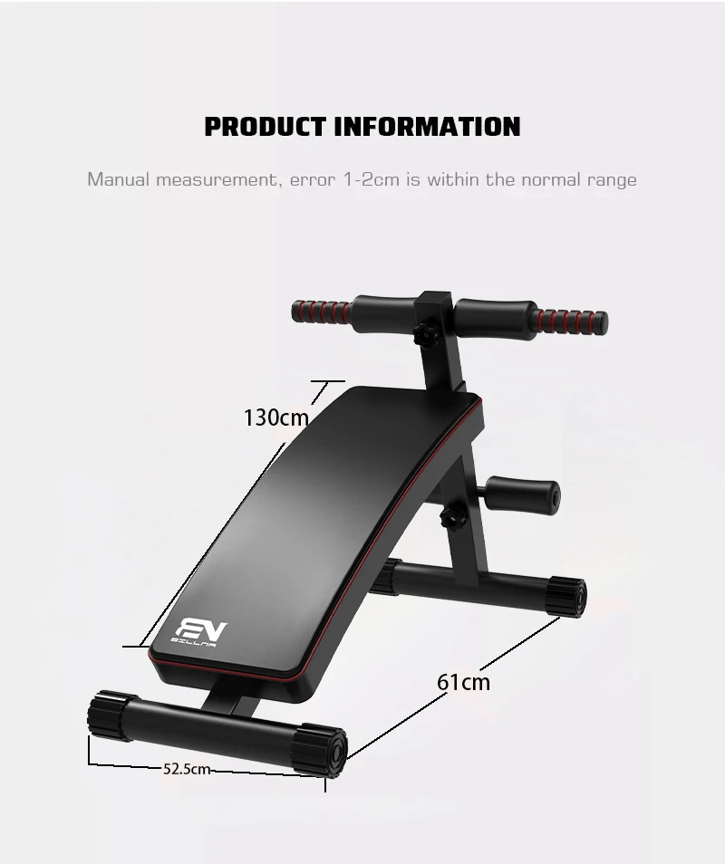 Sit Up Bench Adjustable Sit-up Board Abdominal Board for Weight Training for Men and Women Multifunctional Dumbbell Stool Fitness Equipment Incline Bench Color : Black A, Size : 125 * 31 * 61cm
