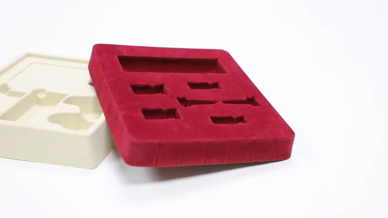 Custom Recyclable Flocked Plastic Inserts Blister Cosmetic Tray Buy