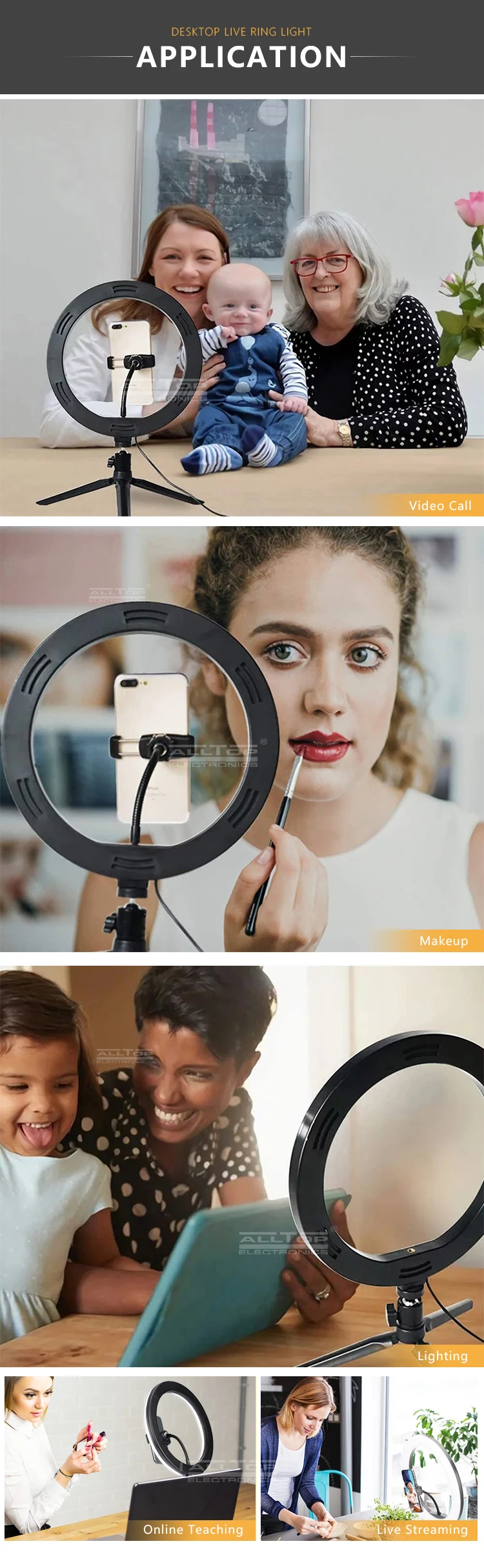 Photography Studio selfie Mobile phone stents 10 Inch Live broadcast led ring light
