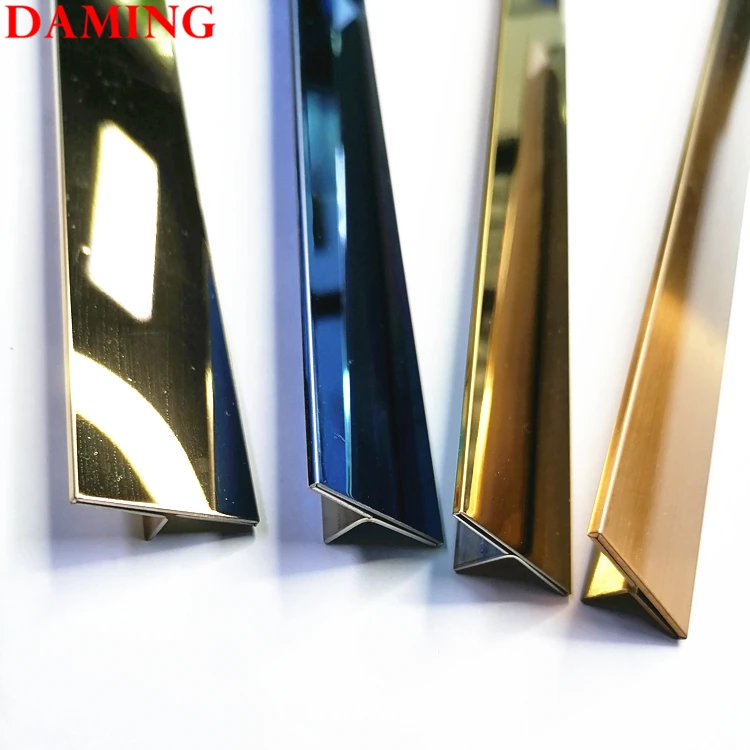 Ss304 Ceramic Tile Trim Shapes Stainless Steel Mirror Trim Rose Gold