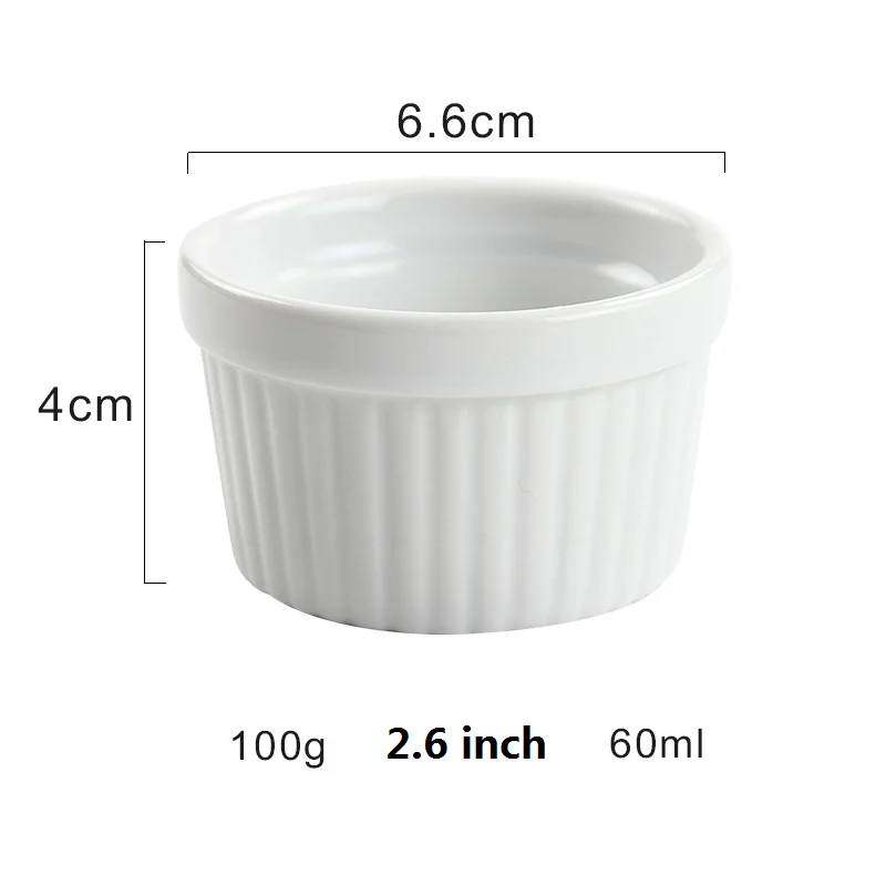 Dessert Ramekins White Ceramic Creme Brulee Ramekin Baking Pudding Cup