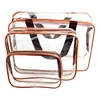 Clear Packing Cubes set 3 Packs Clothes Premium Plastic Storage Cube PVC Clear Waterproof Packing Cubes Travel Makeup Organizer