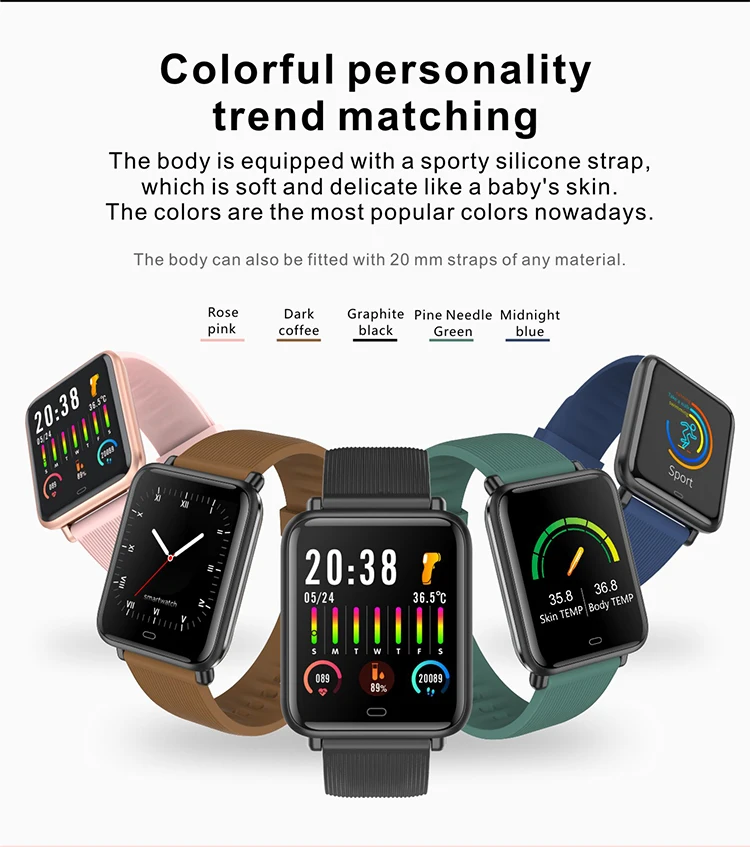 1.3 inch Q9T smart watch waterproof smart bracelet body temperature wristband with Daily reminder