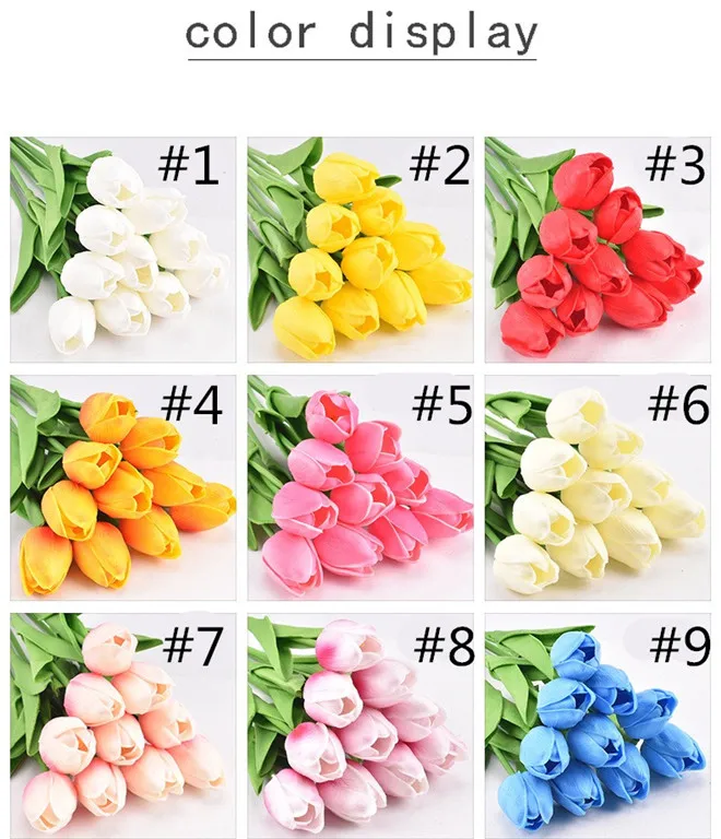 Colorful Wedding PU Tulip Artificial Flower