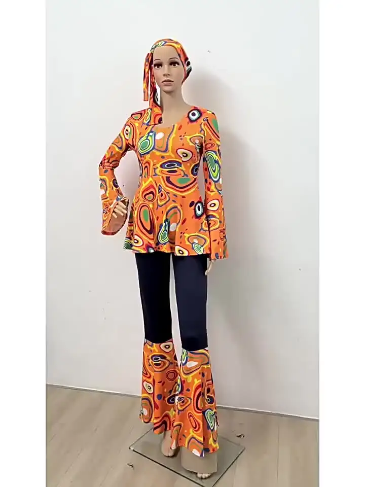 70s Vintage Hippie Disco Costume for Halloween Cosplay