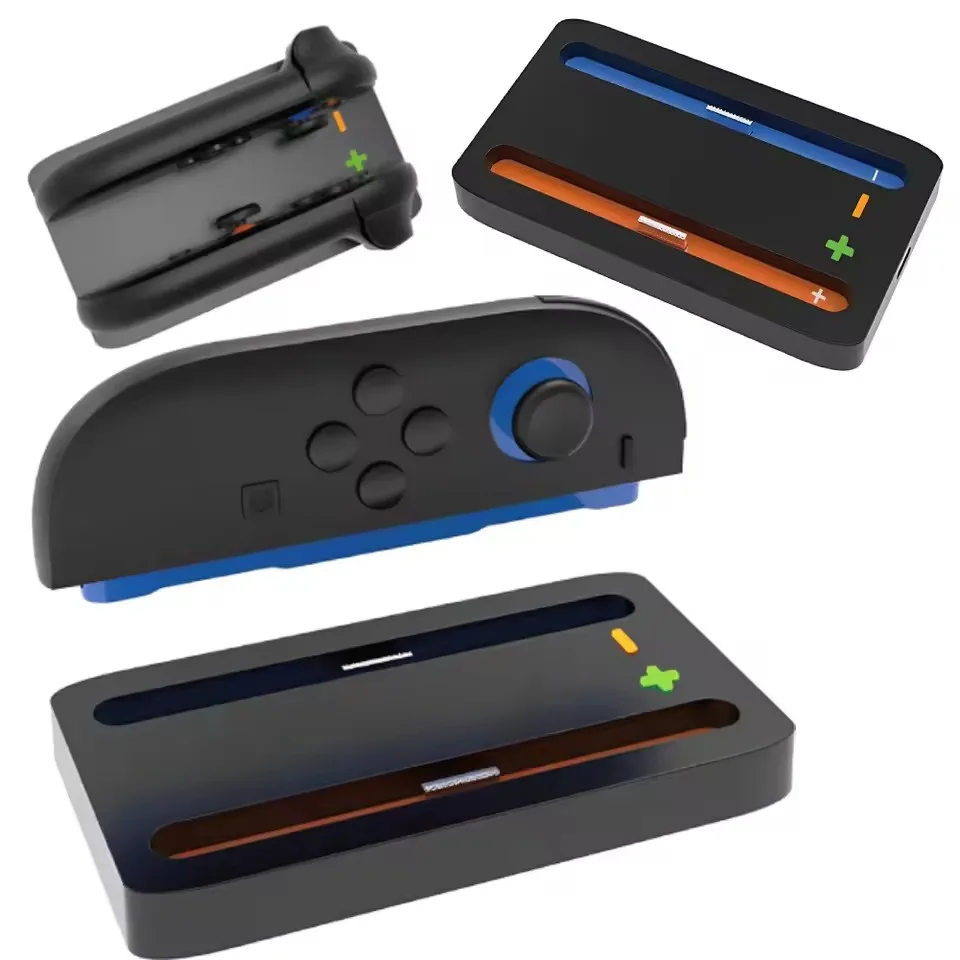 Cross-platform controller stand holding PS5 DualSense, Xbox Wireless, and Switch Pro controllers