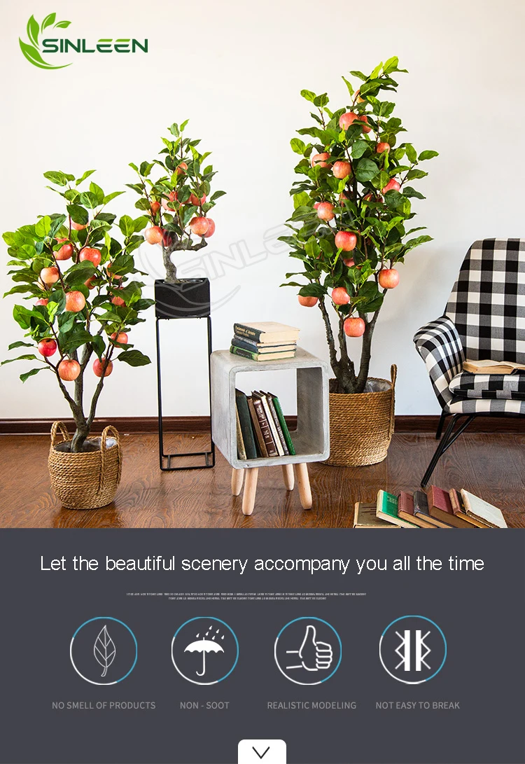 Factory Outlet Indoor Home Decoration Artificial Apple Tree With Fruit