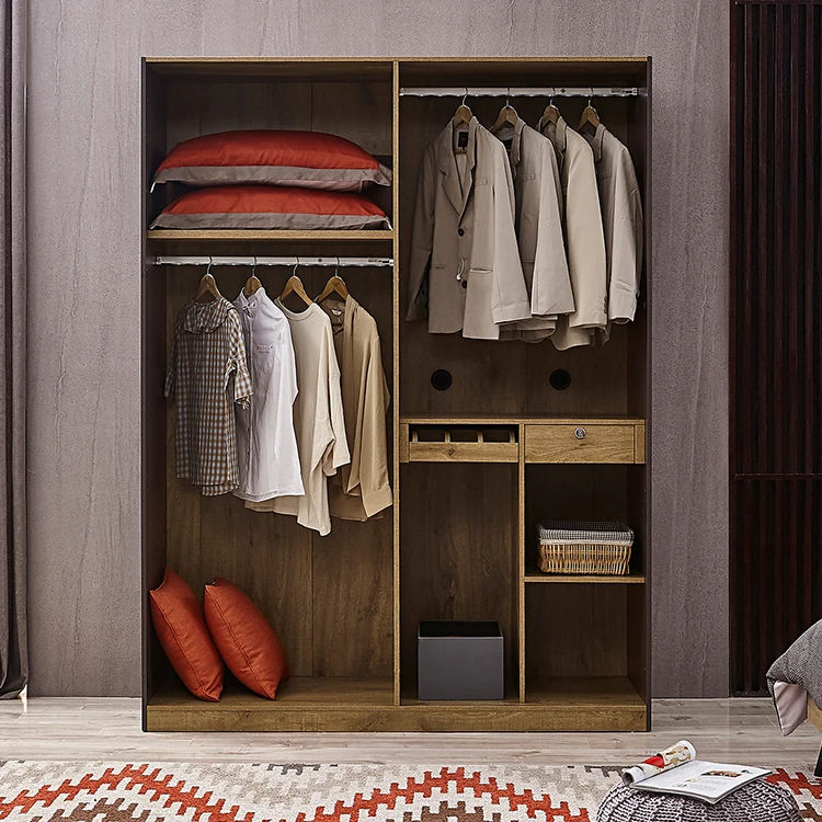 全友家私美国式橡木粮食衣柜 4 门多功能收纳的卧室