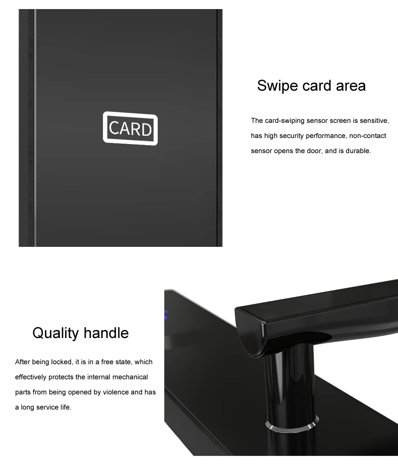 Ultra-thin 304 stainless steel Electronic Swipe Card Door Lock RFID Smart Hotel Lock System Smart Lock For Hotels