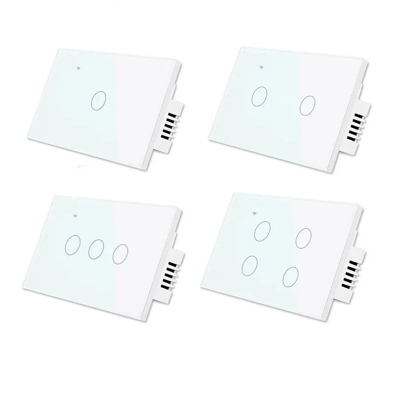 Glass Panel Light Switch Wifi Tuya Eu 1/2/3/4 Gang Smart Electrical